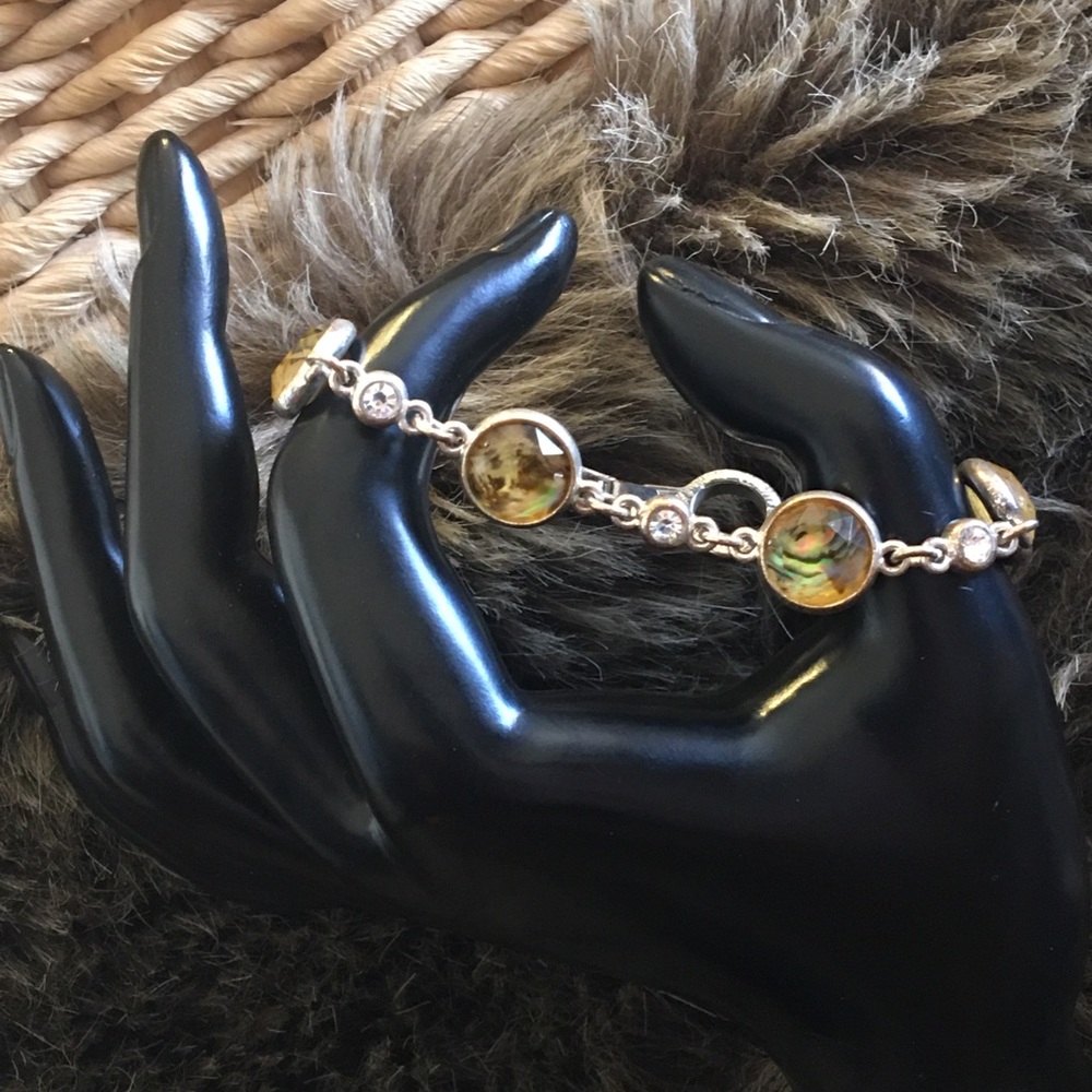 Vintage faux abalone faceted dome link bracelet